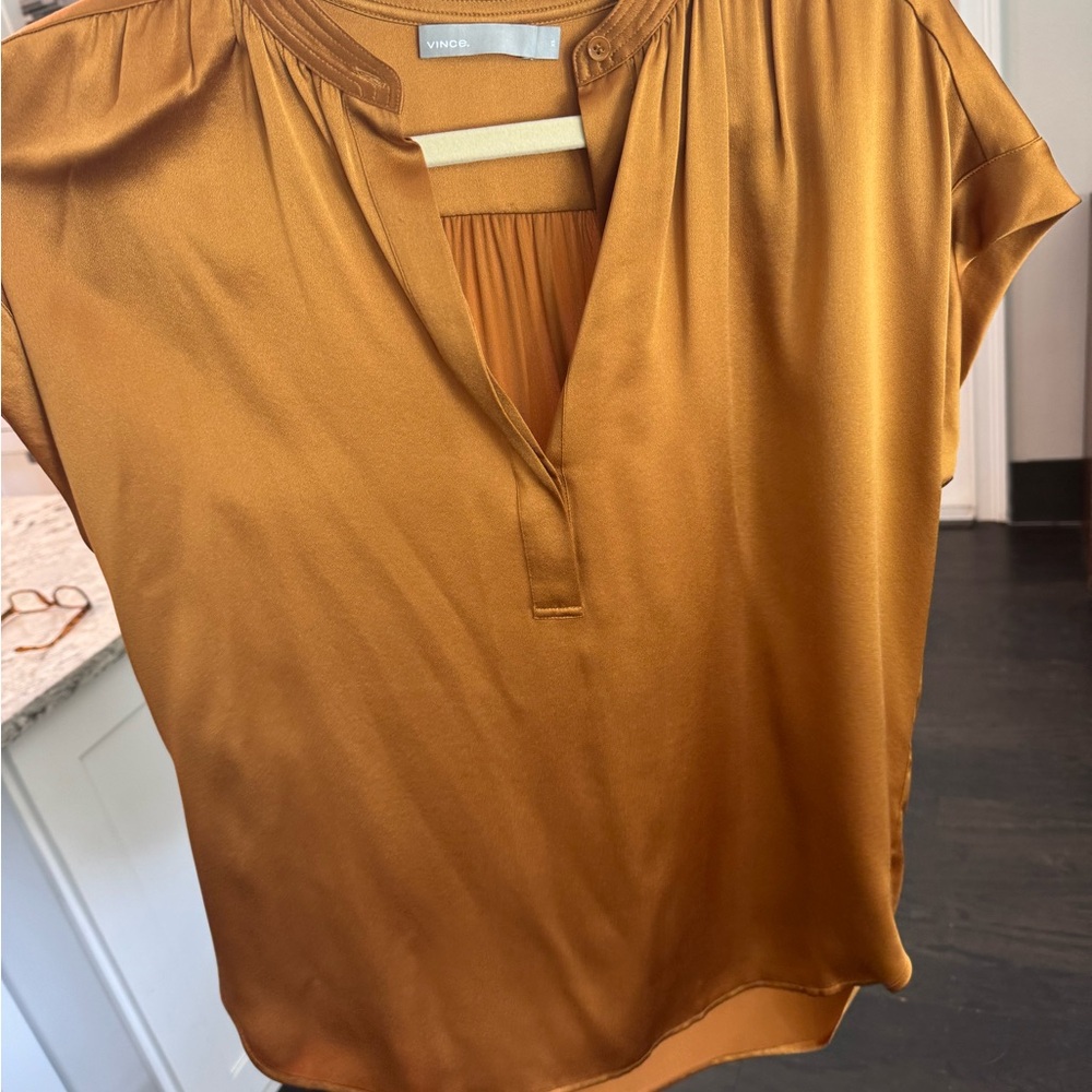 Vince Gold Satin Blouse - Picture 9 of 11